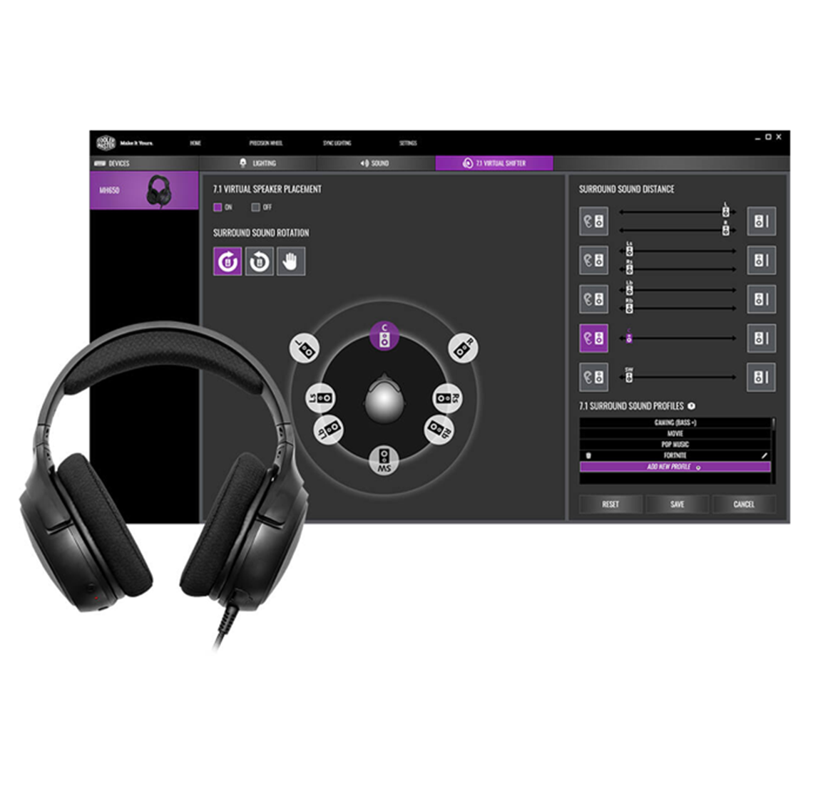 Cooler Master MH670 Gaming Headset with 2.4GHz Wireless, Virtual 7.1 Surround Sound, and Multi-Platform Compatibility